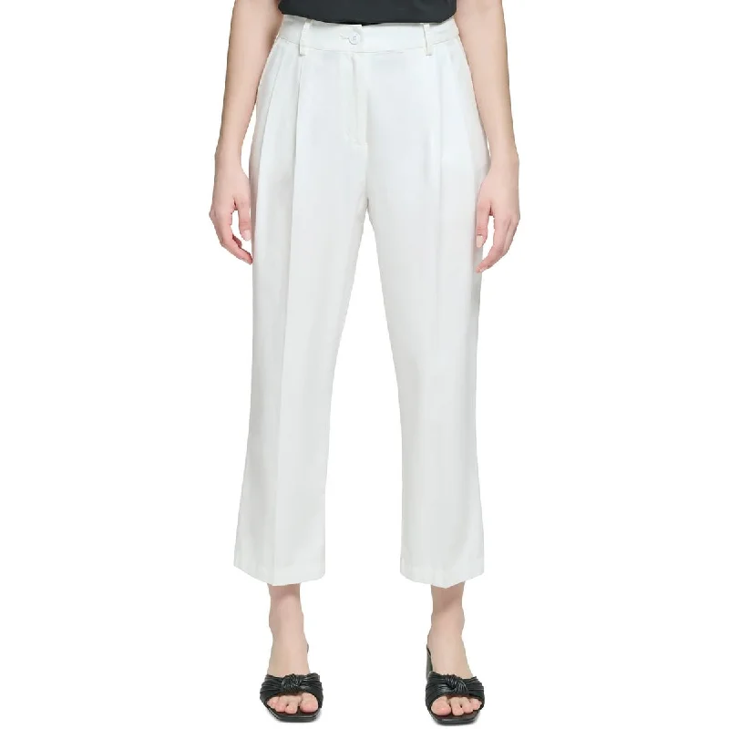 Womens High Rise Pleated Straight Leg Pants Stylish Casual Pants