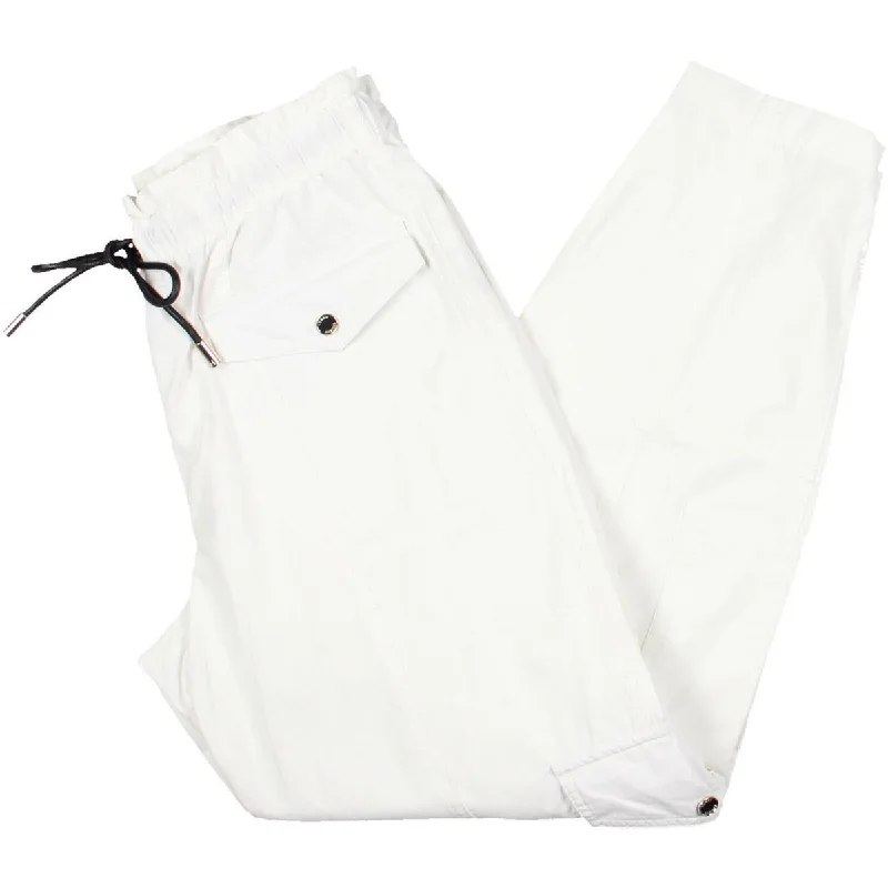 Womens Tie Waist High Rise Cargo Pants Formal Wide-Leg Pants