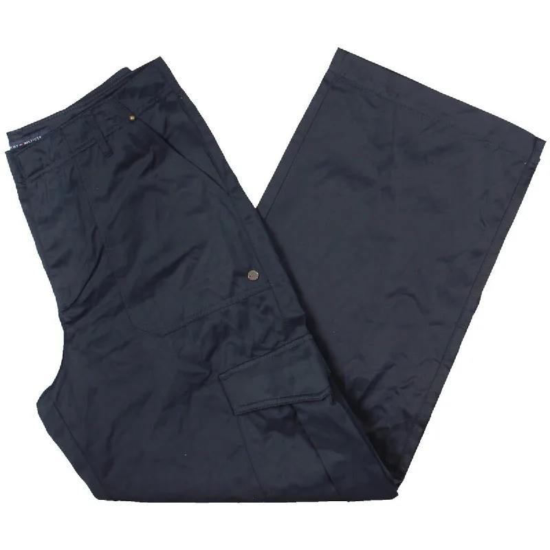 Plus Womens Deep Pockets Work Wear Cargo Pants Comfy High-Waist Jeans
