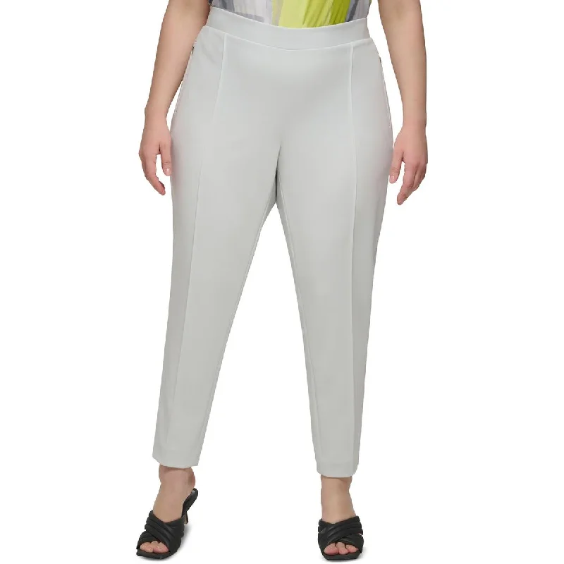 Plus Womens High Rise Stretch Straight Leg Pants Modern Stretch Trousers