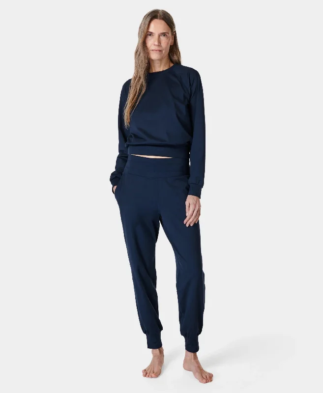 Gaia Yoga Pants Sb9555s Navy-Blue High-Waist Trousers