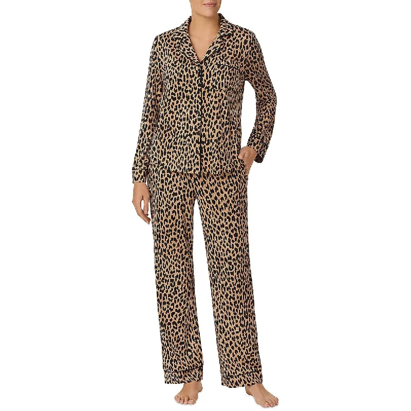 Womens 2PC Printed Pant Set Elegant Silk Pants