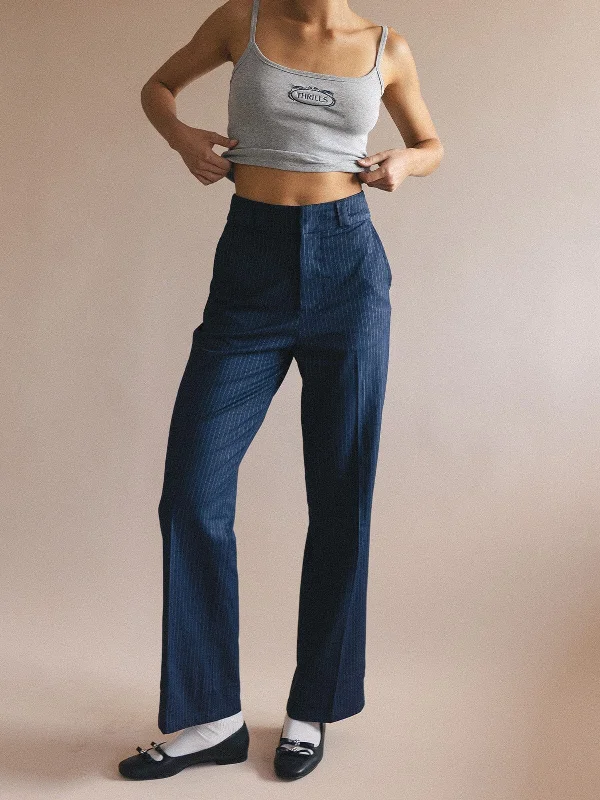 Danny Pinstripe Pant - Station Navy Comfy Athletic Pants