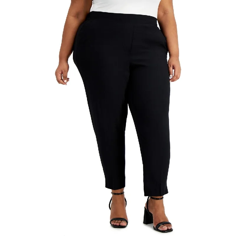 Plus Womens Mid Rise Business Straight Leg Pants Sleek Black Pants