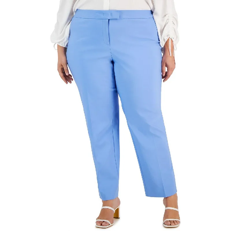 Womens High Rise Solid Straight Leg Pants Formal Stretch Pants