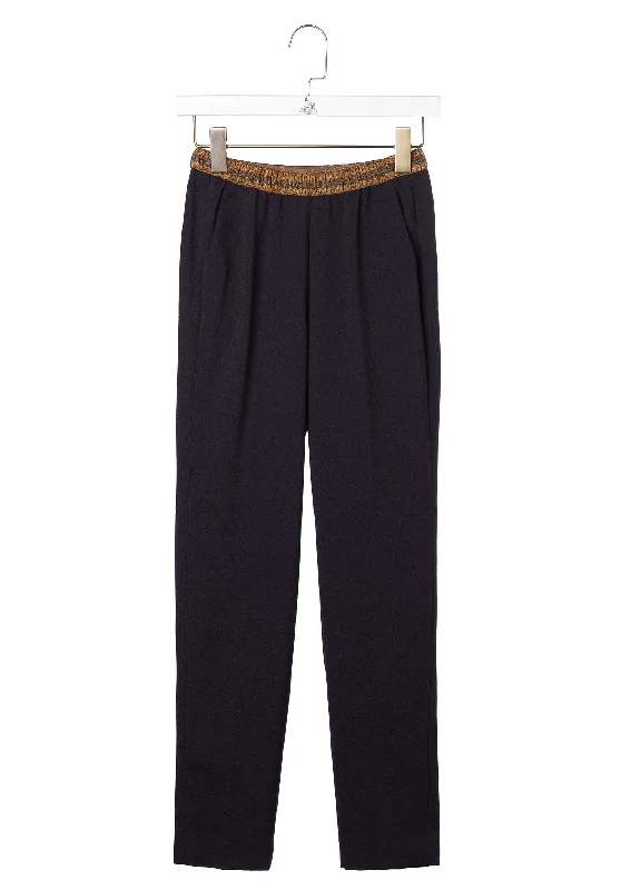 Pants Pirouette Poly 01-Navy Relaxed Fit Trousers