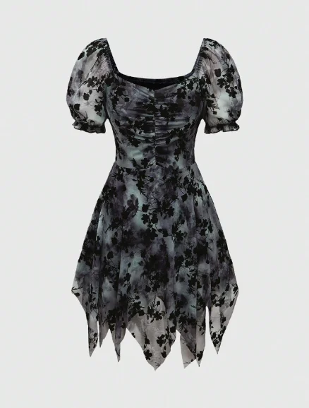 Ghost of Love Puff Sleeve Dress