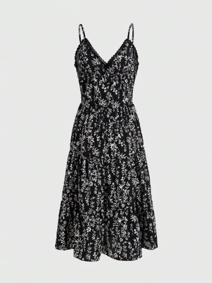 Flower Shadows Floral Print Cami Dress