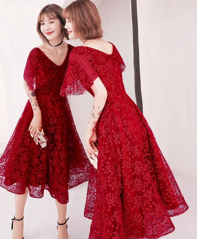 Cute Lace Short Prom Dress, Lace Evening Dress