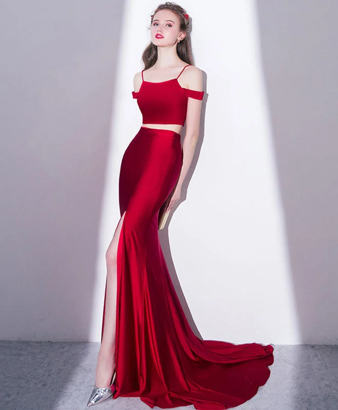 Mermaid Two Pieces Long Prom Dress, Mermaid Evening Dress