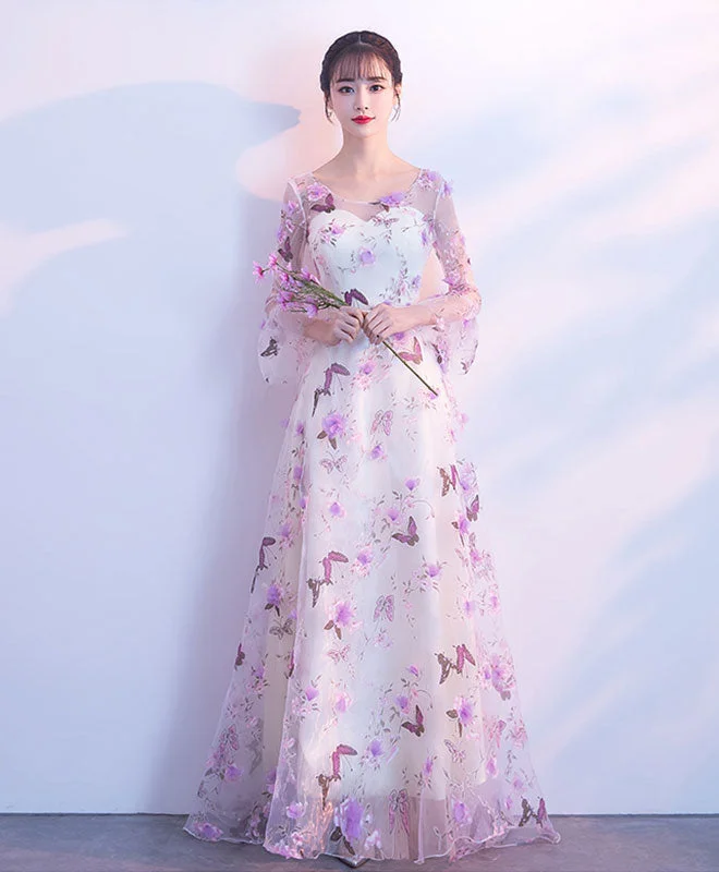Unique Tulle Purple Long Prom Dress, Tulle Purple Evening Dress
