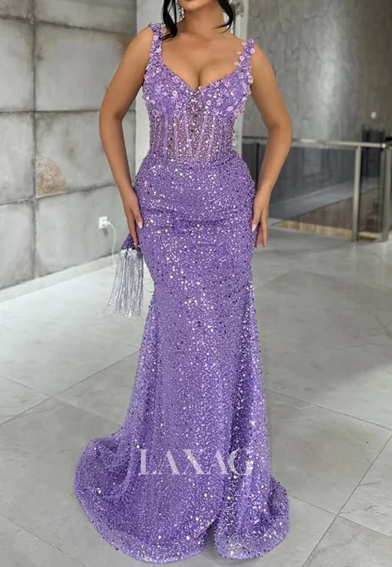 V-Neck Spaghetti Straps Off-Shoulder Mermaid Prom Dress Sleeveless Fully Sequined Beaded Party Gowns V-Neck Spaghetti Straps Off-Shoulder Mermaid Prom Dress Sleeveless Fully Sequined Beaded Party Gowns