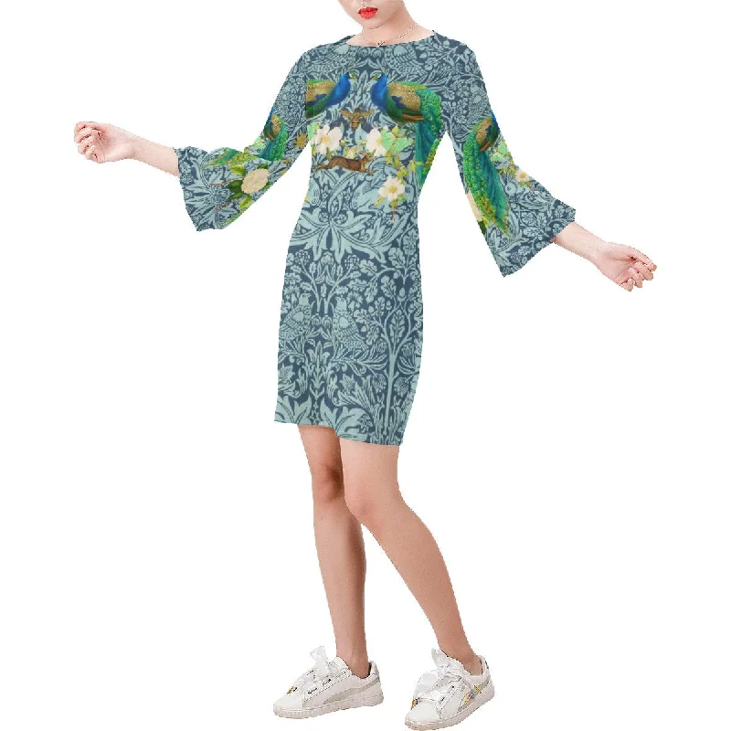 Witchy Good Luck Inspired Bell Sleeve Athleisure Dress,  Witchy Clothing, Witchcraft, Wiccan Dress