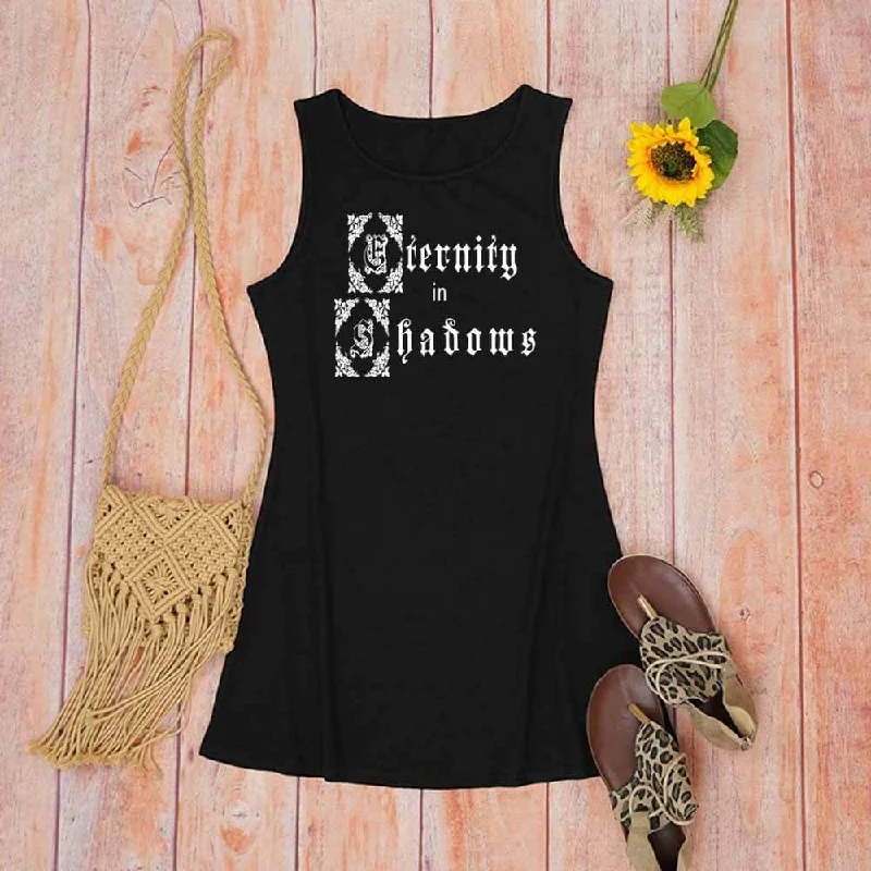 Eternity In Shadows Print Crew Neck Vest Dress