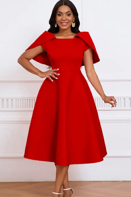 Fashion Elegant Socialite Banquet Cocktail Party Big Skewer Dress Poncho Dress