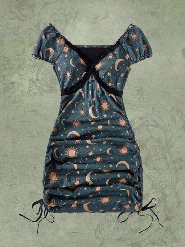 Celestial Celebration Drawstring Ruched Dress