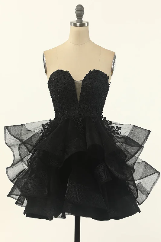 Strapless Tulle Little Black Dress
