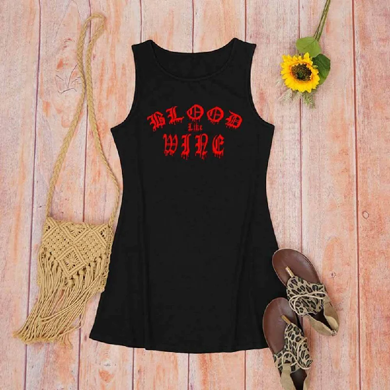 Blood Like Wife Print Crew Neck Vest Dress