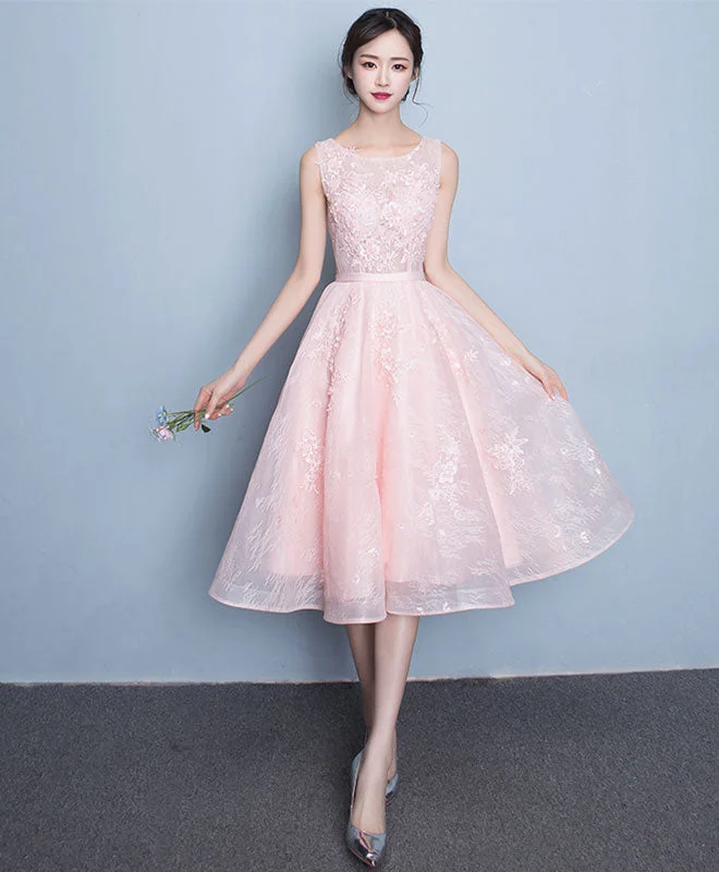 Cute Round Neck Lace Short Prom Dress, Evening Dress