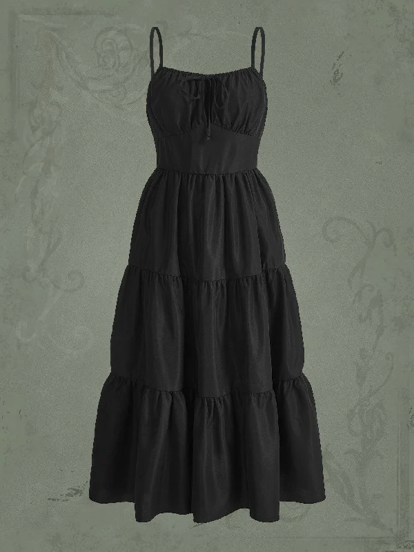 Witchy Ruched Bust Ruffle Hem Cami Dress, Witchy Clothing, Witch Style, Witch Dress