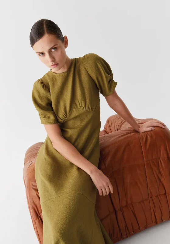 Bodhi Linen Dress_Moss