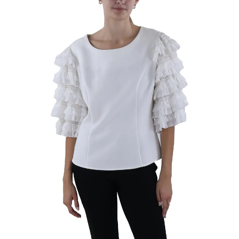 Gracia Womens Lace Ruffled Blouse Chic Ruffle Blouse