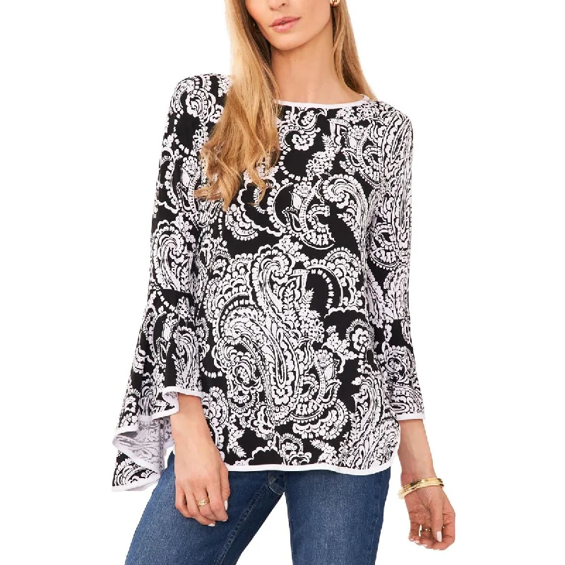 Sam and Jess Womens Paisley Bell Sleeve Blouse Embroidered Cotton Blouse