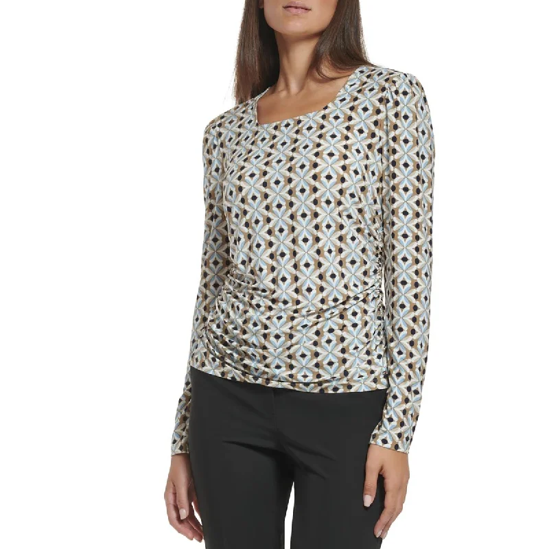 Tommy Hilfiger Womens Printed  Blouse Elegant Semi-Sheer Blouse