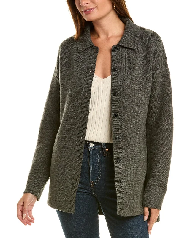 525 America Emmy Button-Down Shacket Ruffled Neck Blouse