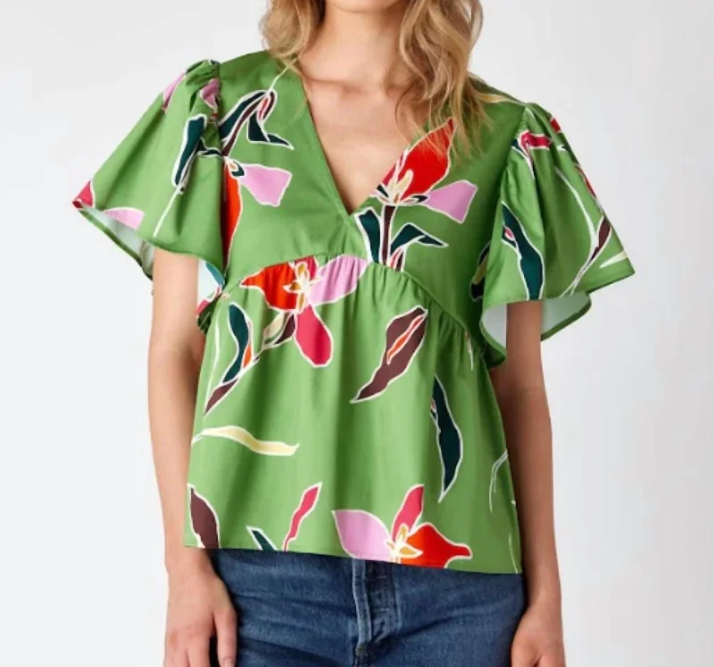 Adelee Top Blouse In African Lily Classic Minimalist Blouse