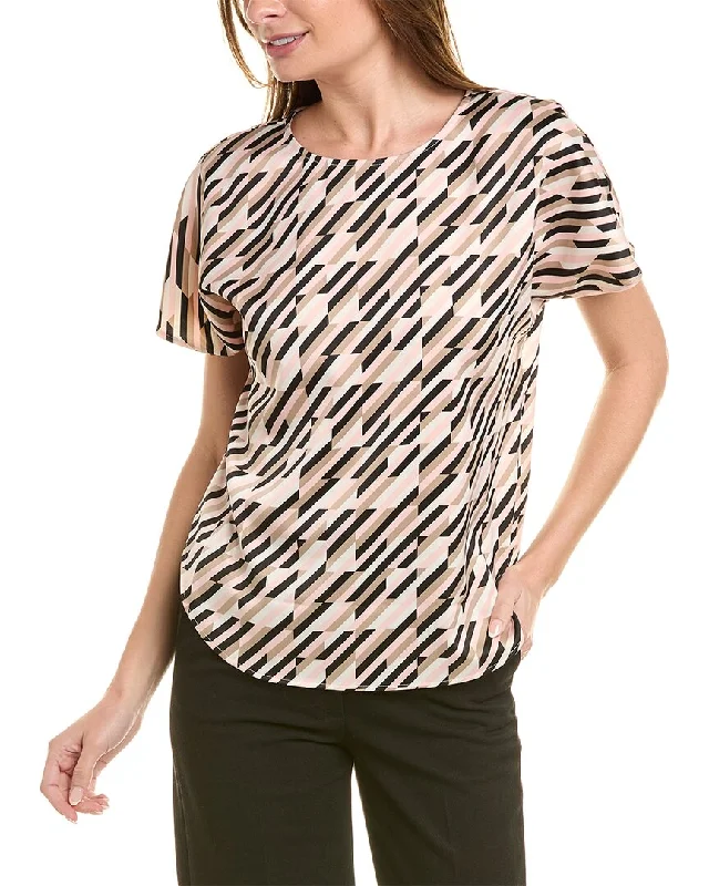 Anne Klein Bateau Blouse Balloon Sleeve Blouse