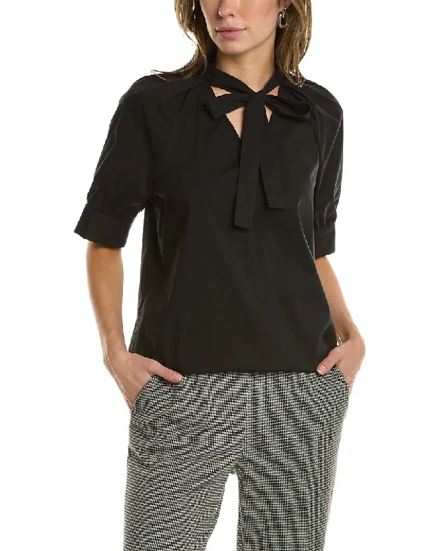 Anne Klein Elbow-Length Puff Sleeve Blouse Elegant Office Blouse