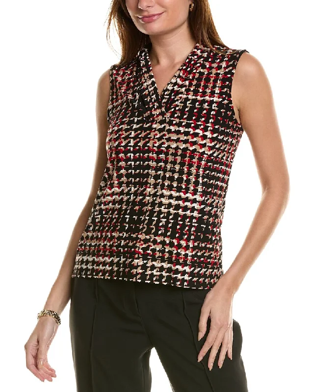 Anne Klein Triple Pleat Blouse Drape Neck Blouse