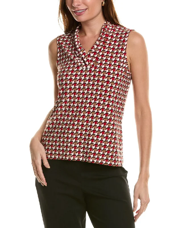 Anne Klein Triple Pleat Blouse Satin Drape Blouse