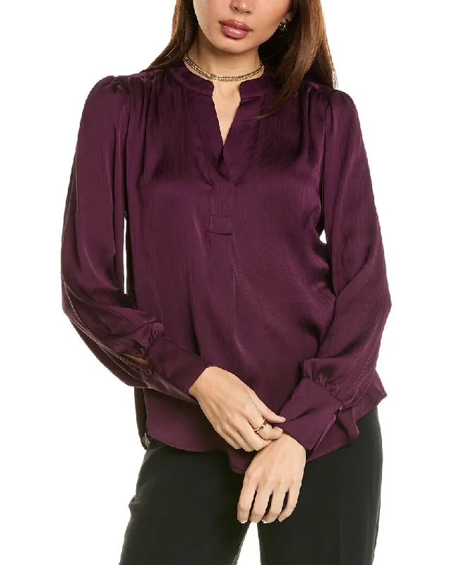 Anne Klein V-Neck Blouse Feminine Tie Blouse