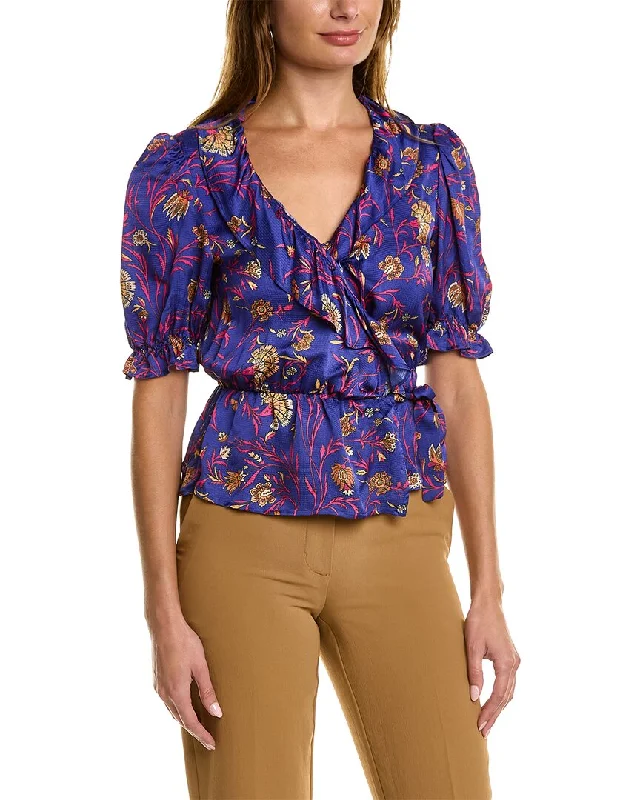 ba&sh Hammered Satin Wrap Blouse Relaxed Fit Blouse
