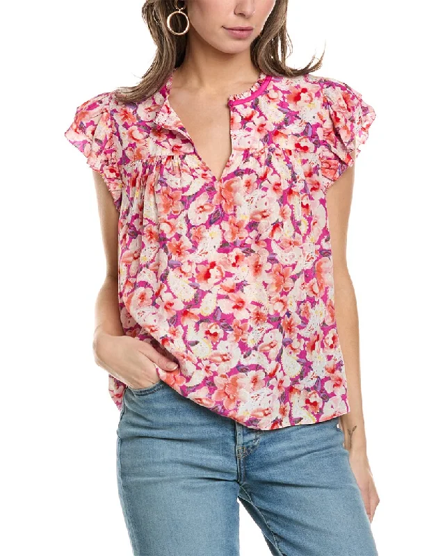 ba&sh Keyhole Blouse Elegant Peplum Blouse