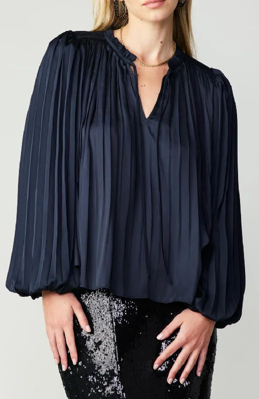 Ballooned Sleeve Blouse In Black Smart Casual Blouse