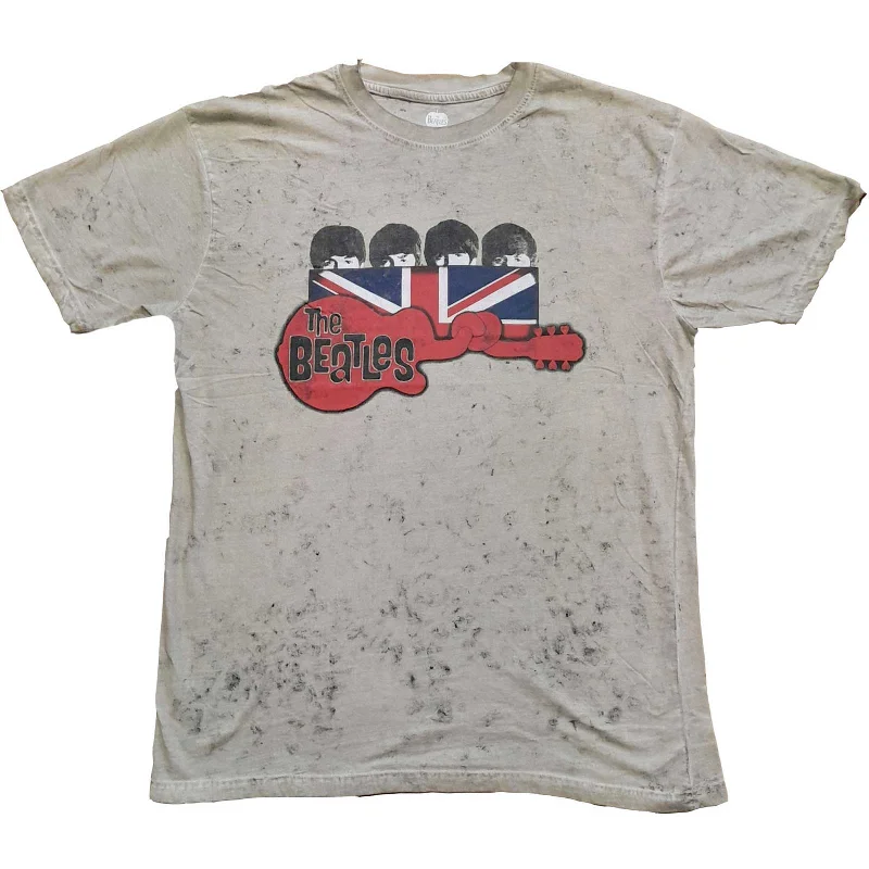 The Beatles | Official Band T-Shirt | Guitar & Flag (Wash Collection) Front Pockets Side Pockets Patch Pockets