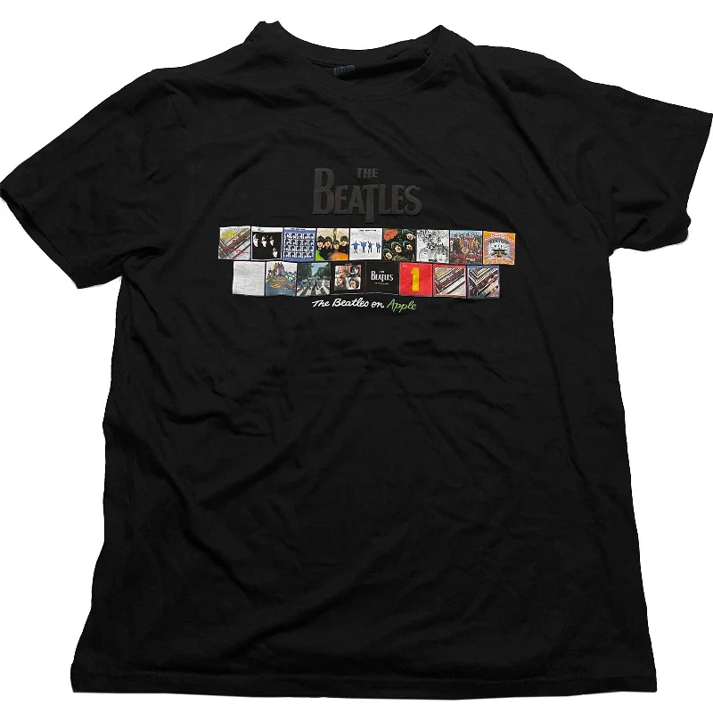 The Beatles | Official Band T-Shirt | Albums on Apple (Puff Print) Iron Safe Non-Iron Wrinkle Free