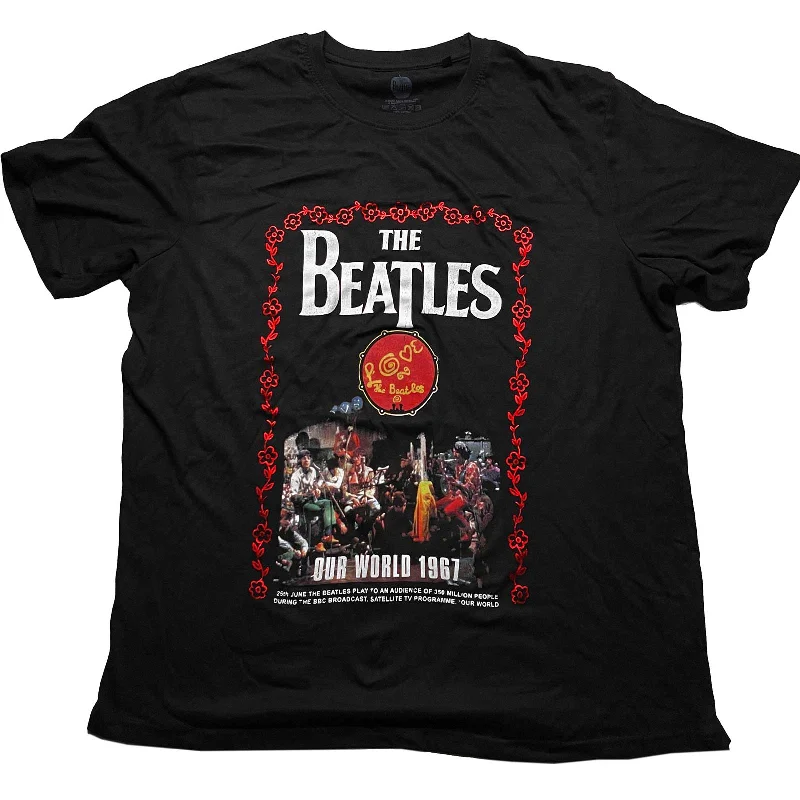 The Beatles | Official Band T-Shirt | Our World 1967 Rayon Velvet Corduroy