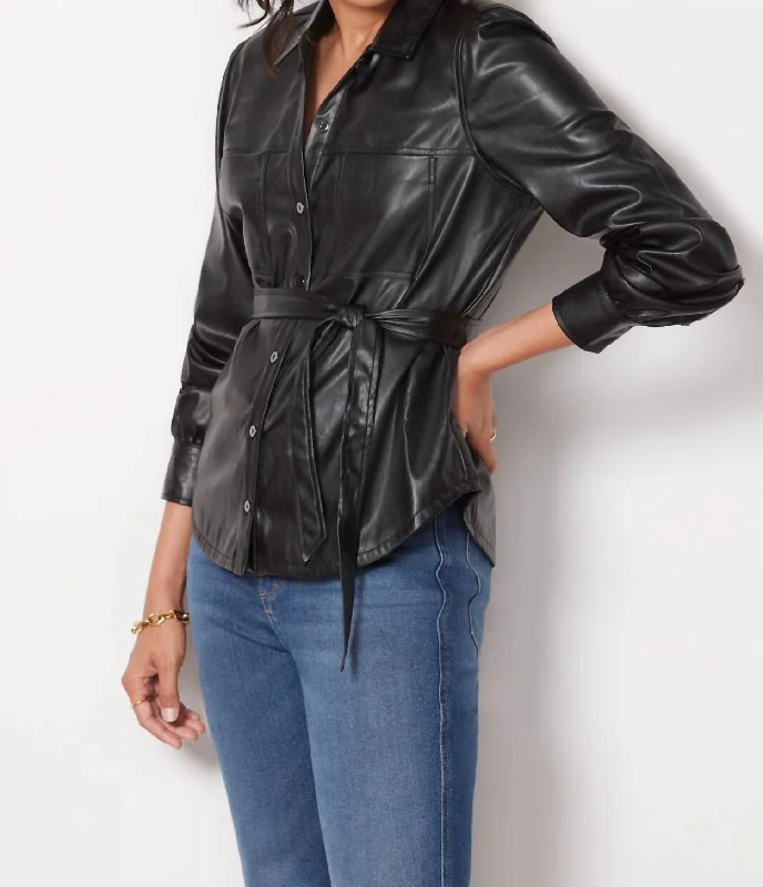 Belize Shacket In Black Chic Wrap Blouse