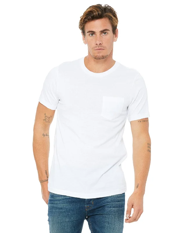 Bella+Canvas Jersey Pocket T-Shirt | White Silk Blend Satin Velvet