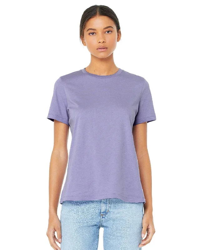 Bella+Canvas Ladies Relaxed Short Sleeve Jersey T-Shirt | Dark Lavender Chenille Blend Fleece Blend Nylon Blend