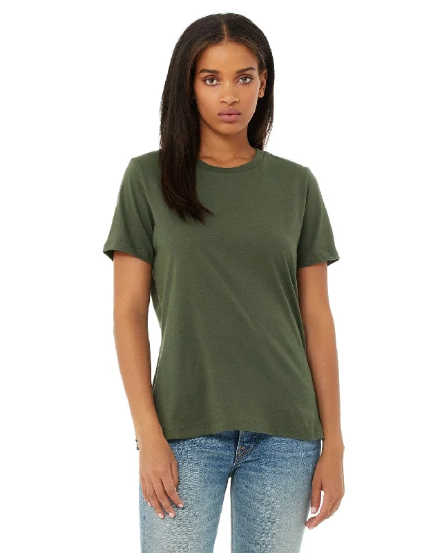 Bella+Canvas Ladies Relaxed Short Sleeve Jersey T-Shirt | Military Green Satin Fabric Silk Fabric Chiffon Fabric