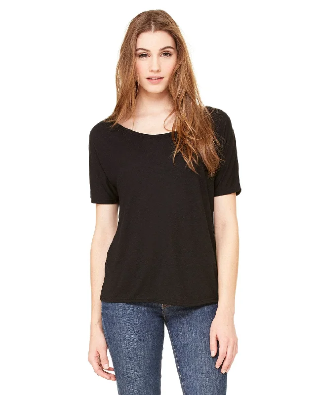 Bella+Canvas Ladies Slouchy T-Shirt | Black Ribbed T-Shirt High Neck Heavyweight