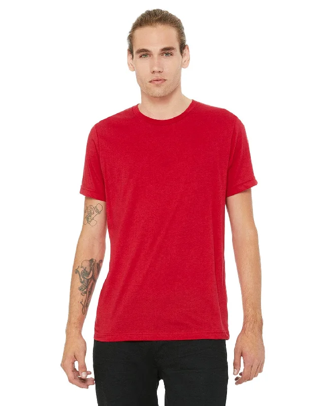 Bella+Canvas Mens Poly-Cotton Short Sleeve T-Shirt | Red Jersey Fabric Tulle Fabric Batik Fabric