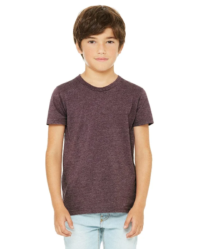 Bella+Canvas Youth Short Sleeve T-Shirt | Heather Maroon Cotton Fabric Linen Fabric Terry Fabric