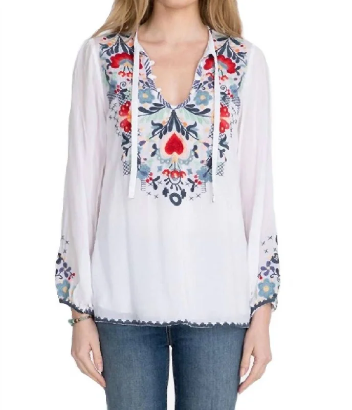 Bisma Blouse In White Stylish Wrap Blouse