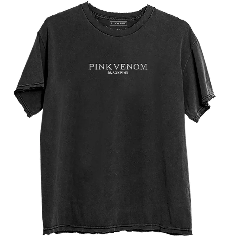 BlackPink | Official Band T-Shirt | Pink Venom (Back Print) Mesh Blend Leather Blend Suede Blend